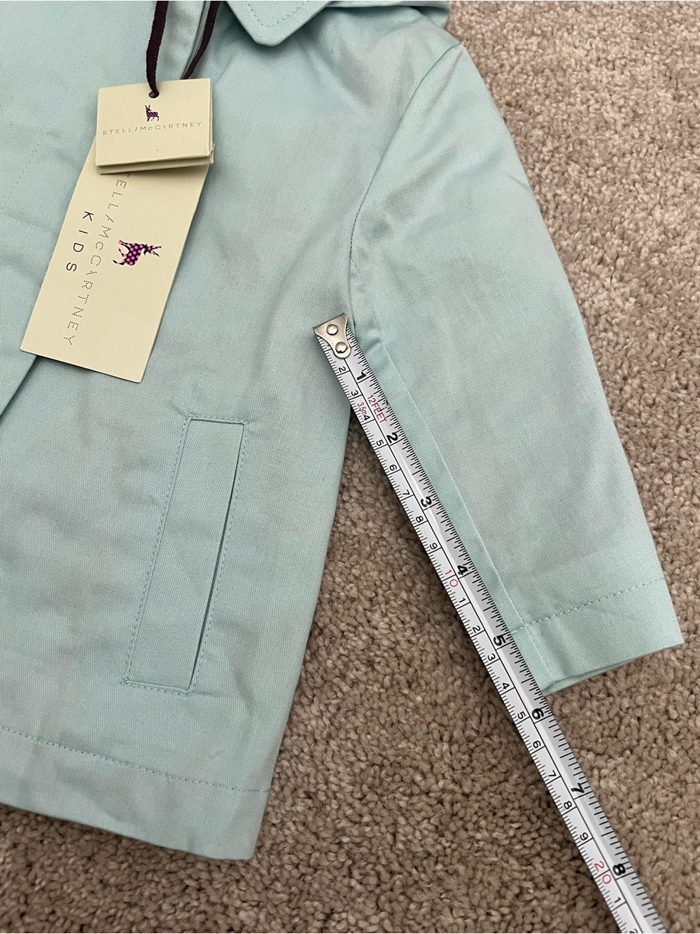 Stella McCartney Kids Light Mint Hooded Cotton Jacket - Picture 7 of 12